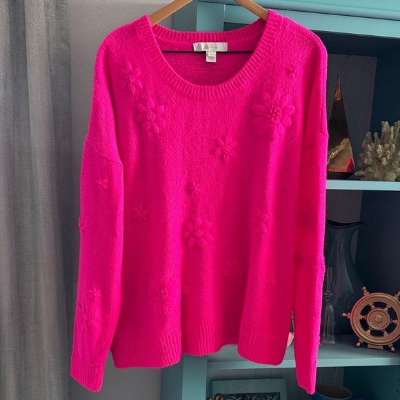 Lilly Pulitzer Sweaters - Lilly Pulitzer Elizabelle Fruit Pink Coastal Floral Sweater XL NWOT